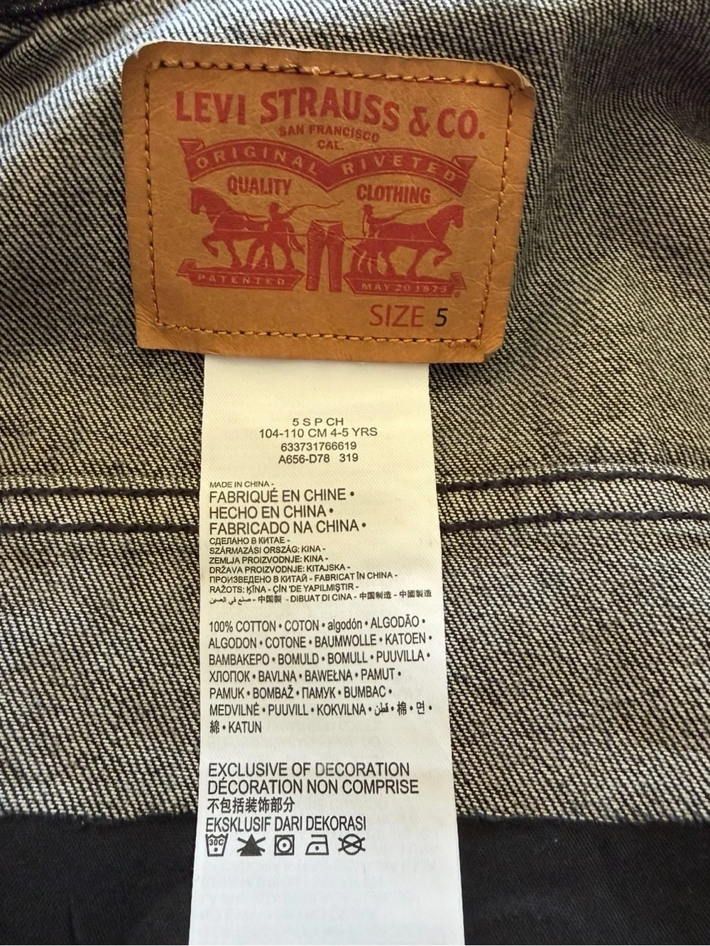 Levi's Kids Black Denim Jacket with Red Mickey Embroidery
